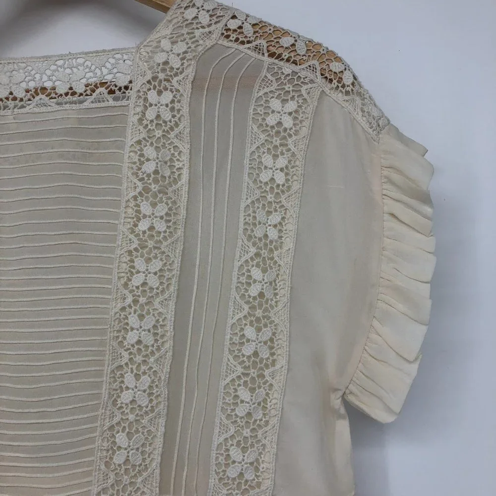 Ulla Johnson Adrienne Scalloped  Silk Eyelet Victorian Blouse Off White Size 2 - Picture 12 of 16